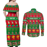 Personalised Hawaii Christmas Couples Matching Off Shoulder Maxi Dress and Long Sleeve Button Shirt Mele Kalikimaka - Wonder Print Shop