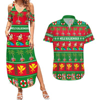 Personalised Hawaii Christmas Couples Matching Summer Maxi Dress and Hawaiian Shirt Mele Kalikimaka - Wonder Print Shop