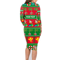 Personalised Hawaii Christmas Family Matching Long Sleeve Bodycon Dress and Hawaiian Shirt Mele Kalikimaka - Wonder Print Shop