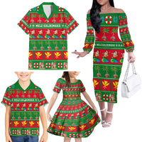 Personalised Hawaii Christmas Family Matching Off Shoulder Long Sleeve Dress and Hawaiian Shirt Mele Kalikimaka - Wonder Print Shop