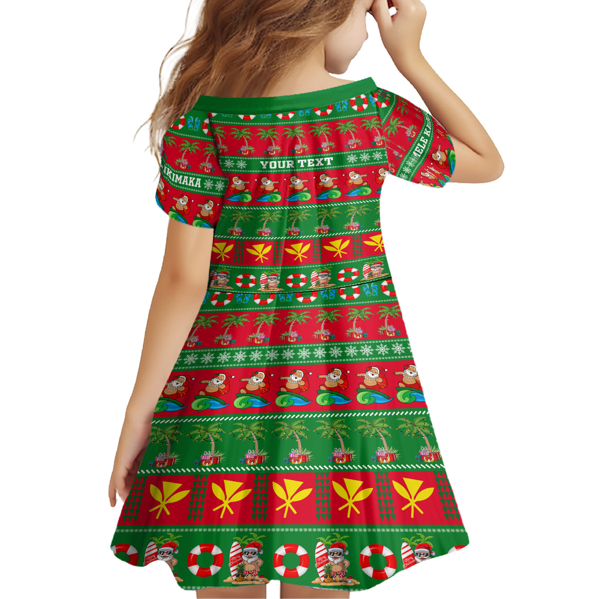 Personalised Hawaii Christmas Family Matching Short Sleeve Bodycon Dress and Hawaiian Shirt Mele Kalikimaka - Wonder Print Shop