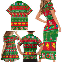Personalised Hawaii Christmas Family Matching Short Sleeve Bodycon Dress and Hawaiian Shirt Mele Kalikimaka - Wonder Print Shop