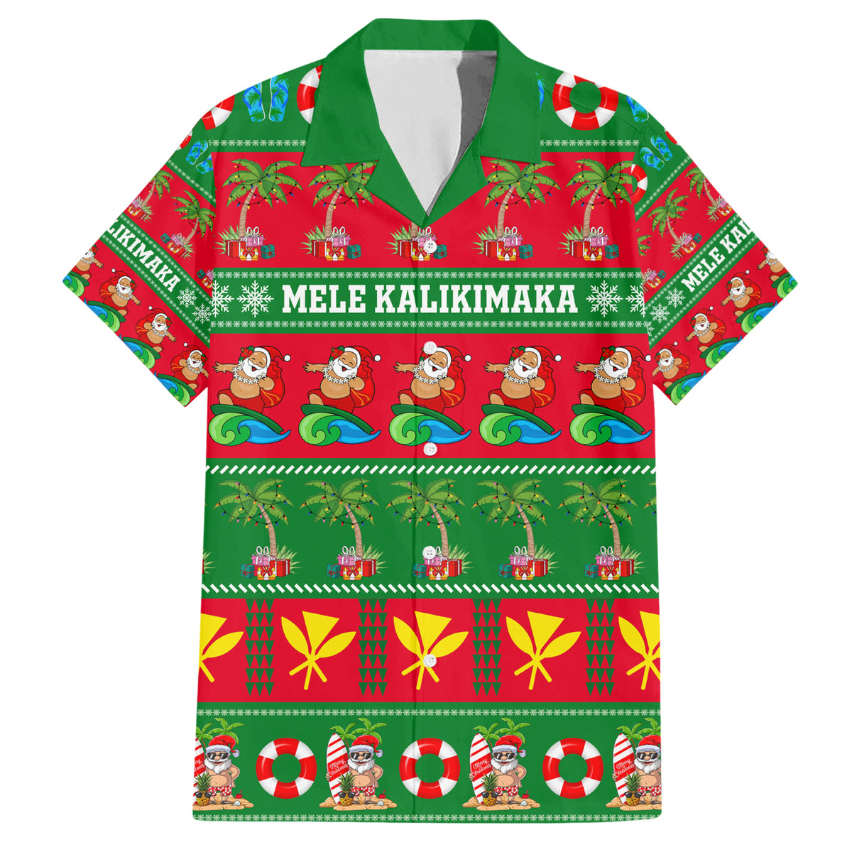 Personalised Hawaii Christmas Family Matching Short Sleeve Bodycon Dress and Hawaiian Shirt Mele Kalikimaka - Wonder Print Shop