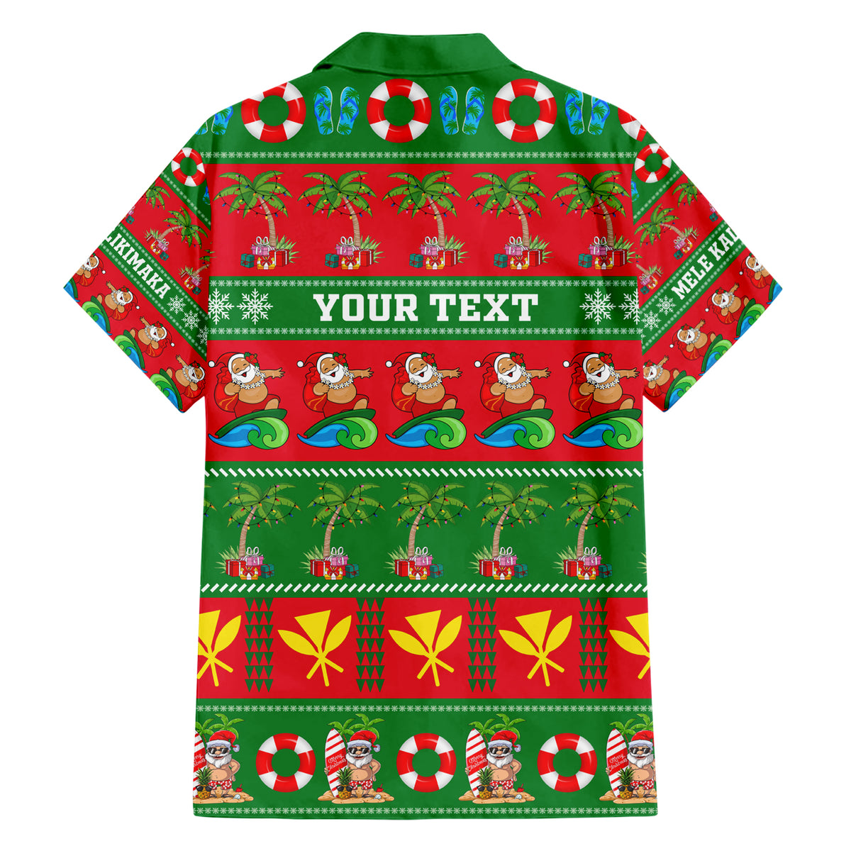 Personalised Hawaii Christmas Family Matching Short Sleeve Bodycon Dress and Hawaiian Shirt Mele Kalikimaka - Wonder Print Shop