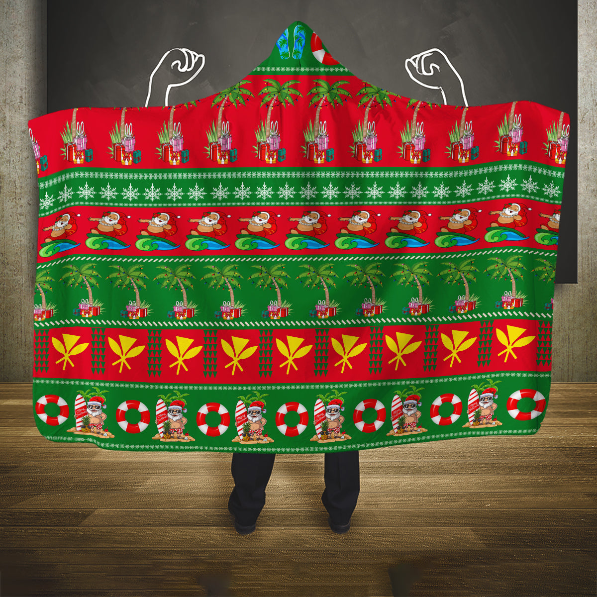 personalised-hawaii-christmas-hooded-blanket-mele-kalikimaka