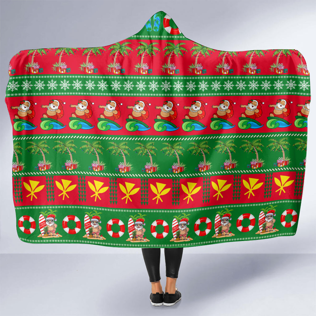 personalised-hawaii-christmas-hooded-blanket-mele-kalikimaka
