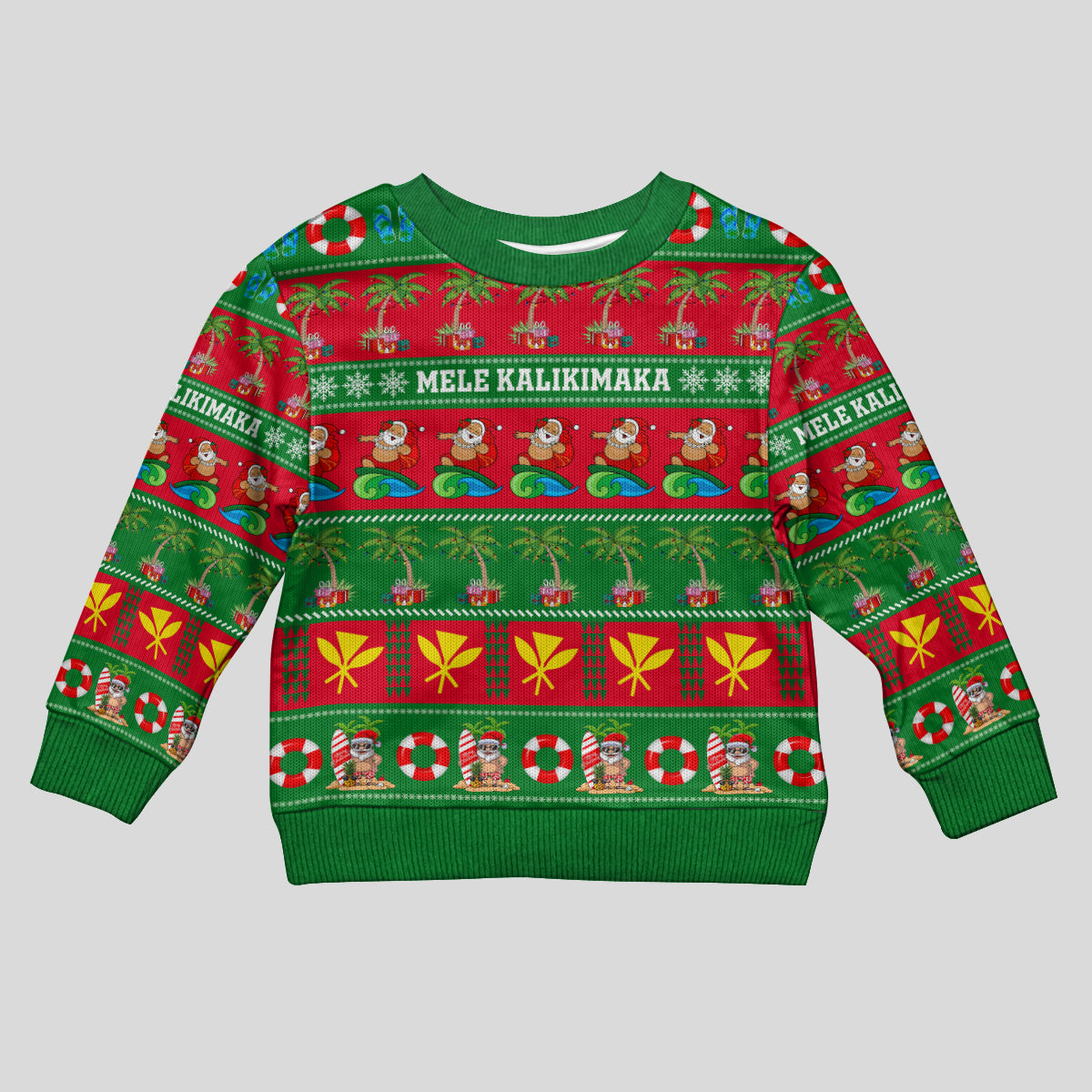 Personalised Hawaii Christmas Kid Ugly Christmas Sweater Mele Kalikimaka - Wonder Print Shop