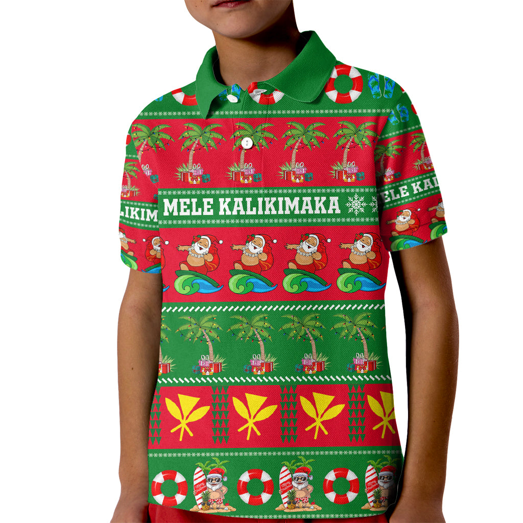 Personalised Hawaii Christmas Kid Polo Shirt Mele Kalikimaka - Wonder Print Shop