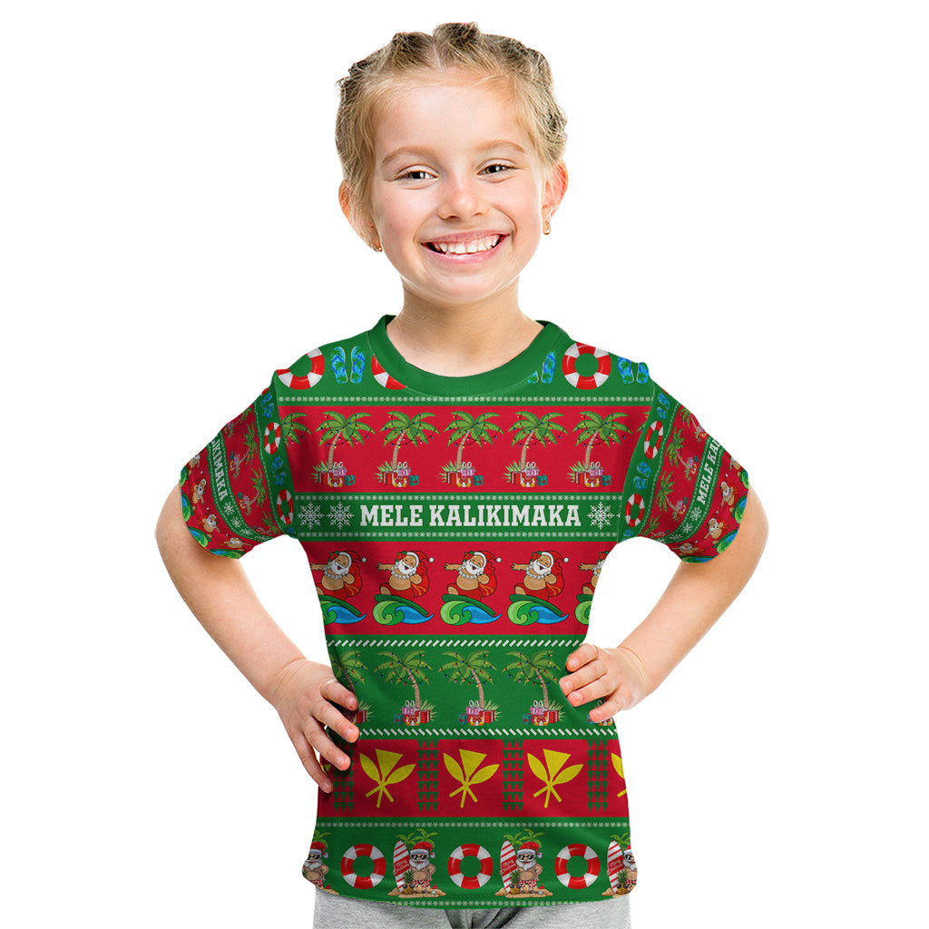 Personalised Hawaii Christmas Kid T Shirt Mele Kalikimaka - Wonder Print Shop