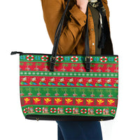 Hawaii Christmas Leather Tote Bag Mele Kalikimaka - Wonder Print Shop