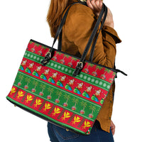 Hawaii Christmas Leather Tote Bag Mele Kalikimaka - Wonder Print Shop