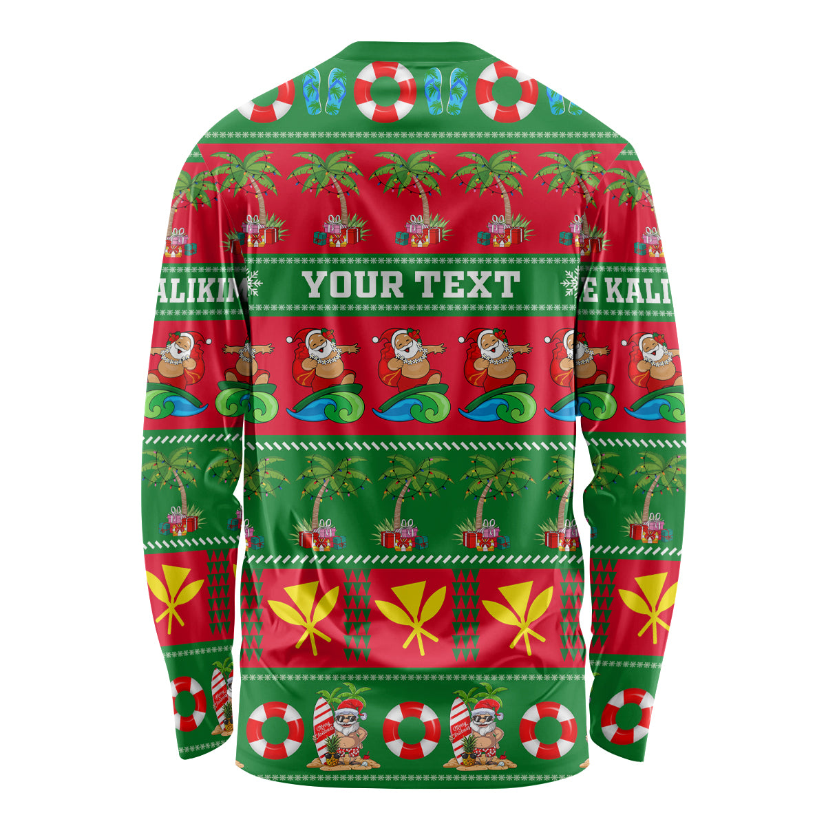 Personalised Hawaii Christmas Long Sleeve Shirt Mele Kalikimaka - Wonder Print Shop