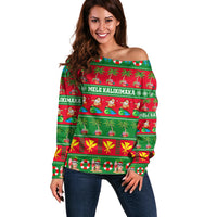 Personalised Hawaii Christmas Off Shoulder Sweater Mele Kalikimaka - Wonder Print Shop