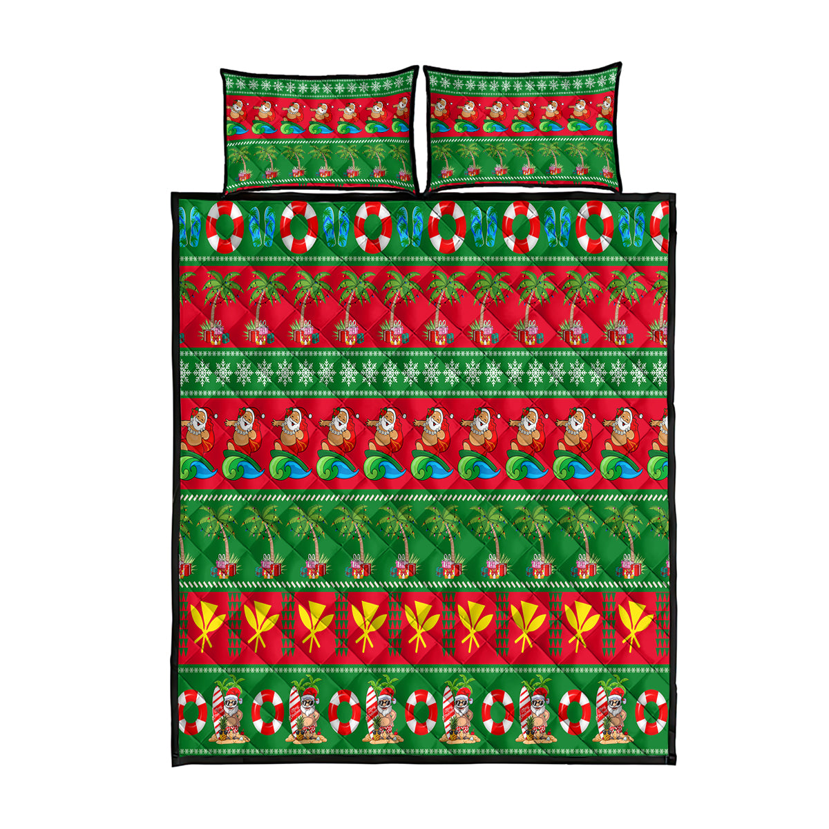 Hawaii Christmas Quilt Bed Set Mele Kalikimaka - Wonder Print Shop