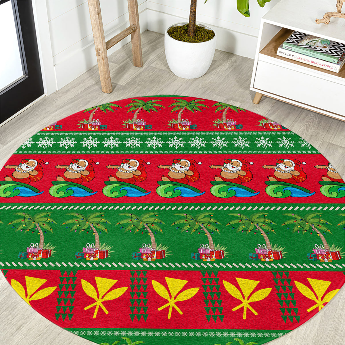 personalised-hawaii-christmas-round-carpet-mele-kalikimaka