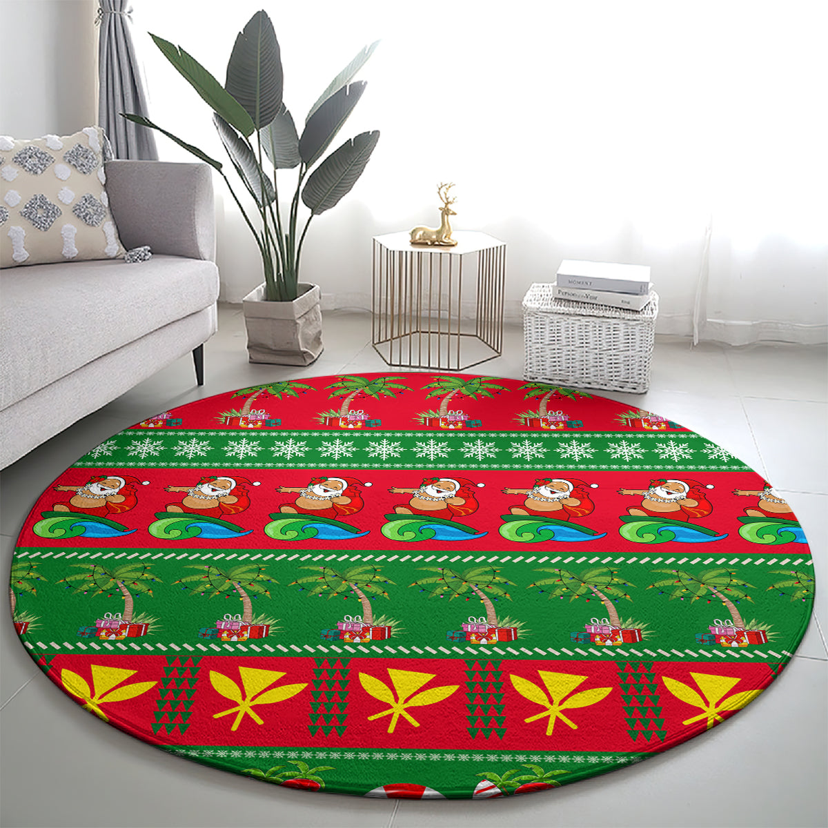 personalised-hawaii-christmas-round-carpet-mele-kalikimaka