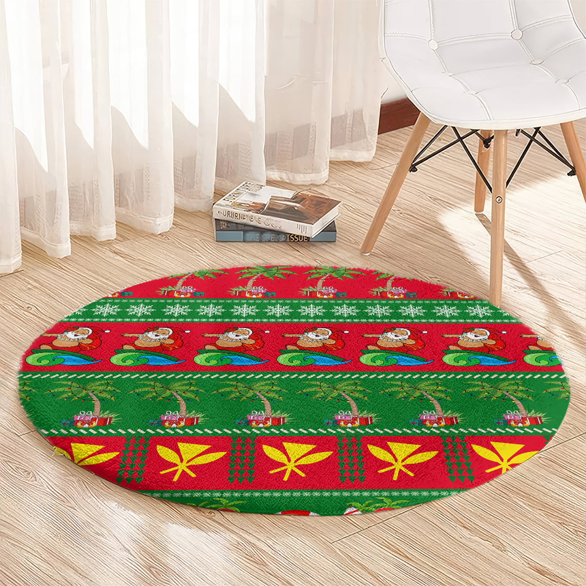 personalised-hawaii-christmas-round-carpet-mele-kalikimaka