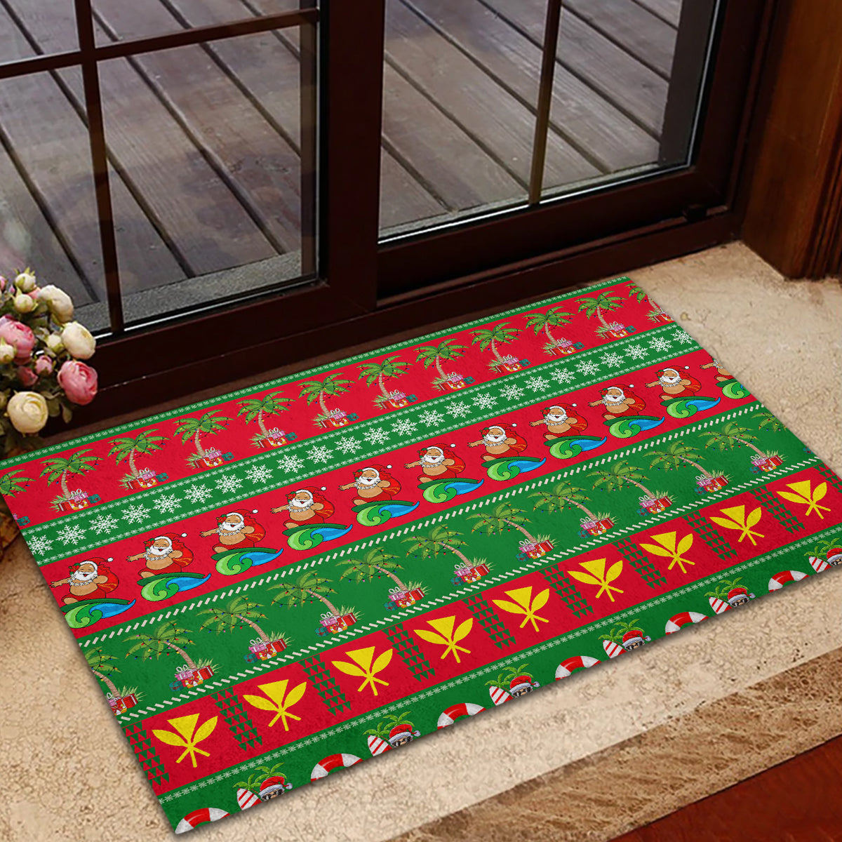 Hawaii Christmas Rubber Doormat Mele Kalikimaka - Wonder Print Shop