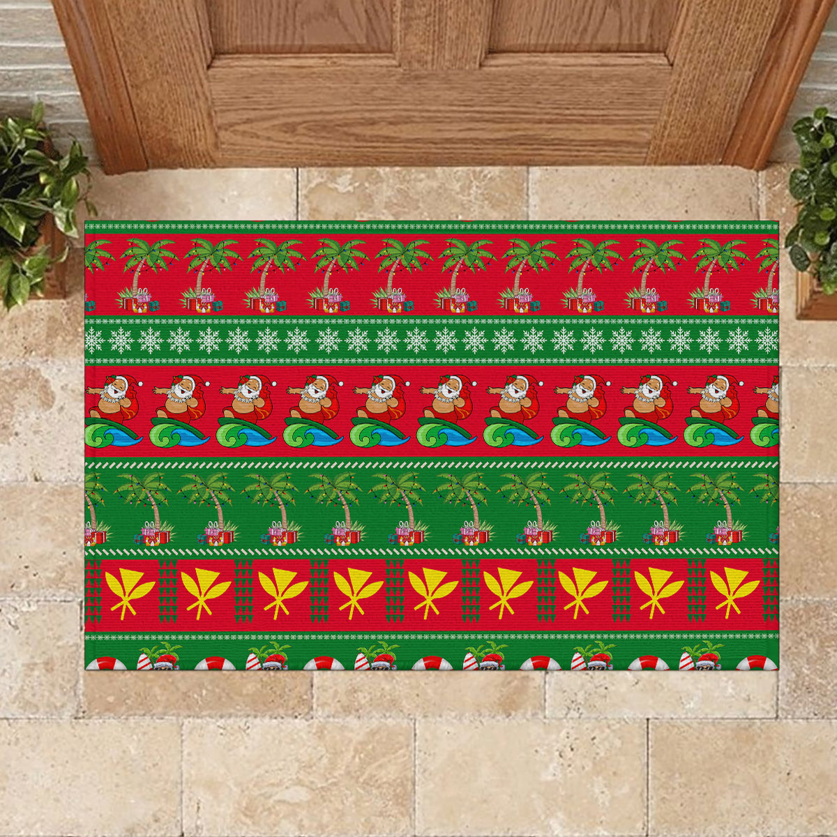 Hawaii Christmas Rubber Doormat Mele Kalikimaka - Wonder Print Shop