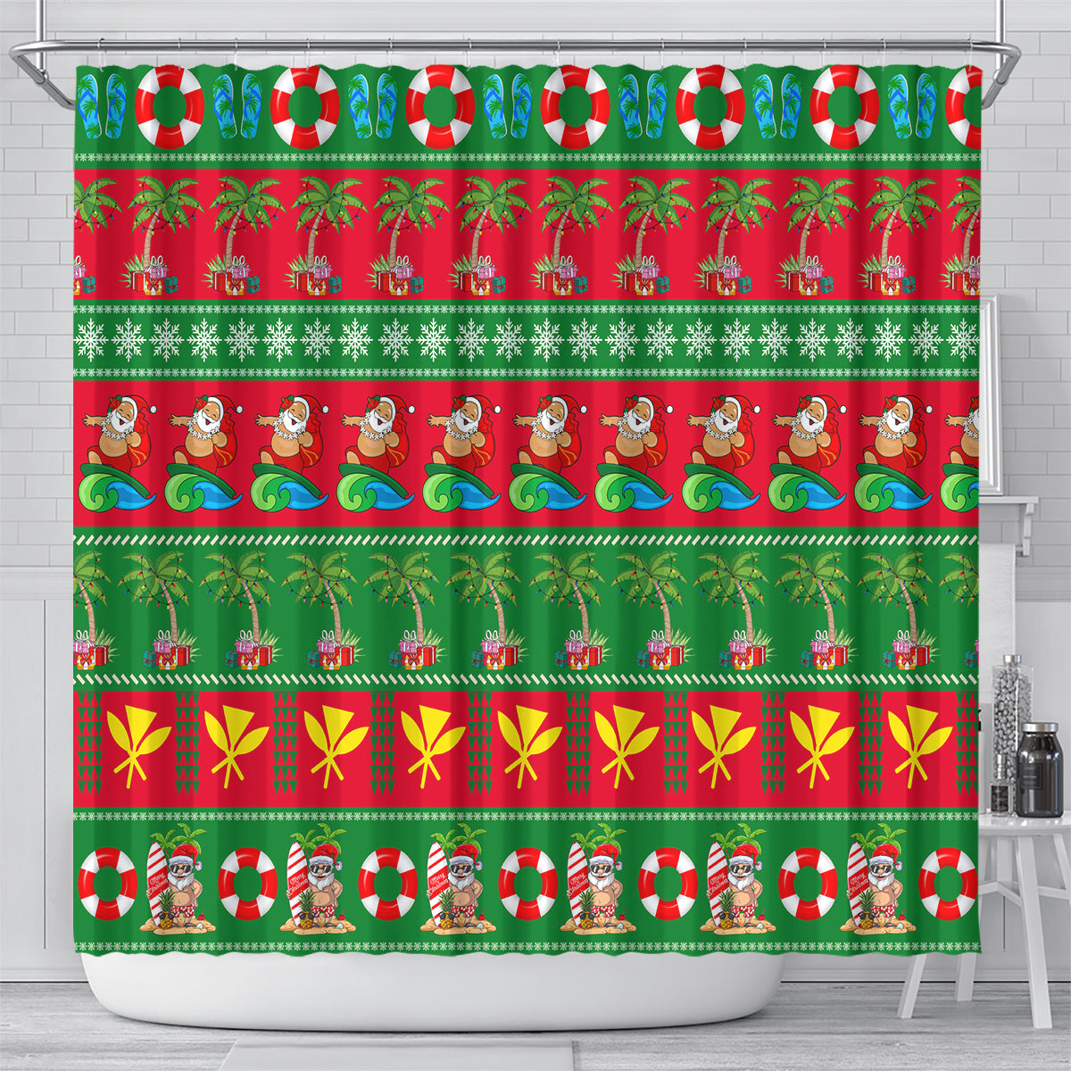 personalised-hawaii-christmas-shower-curtain-mele-kalikimaka