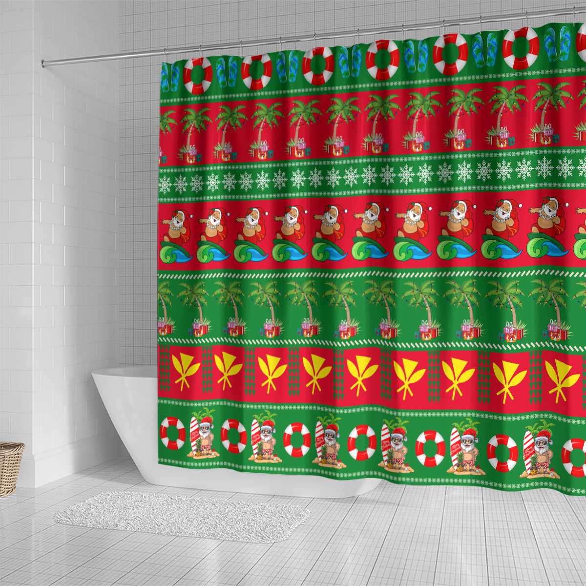 personalised-hawaii-christmas-shower-curtain-mele-kalikimaka