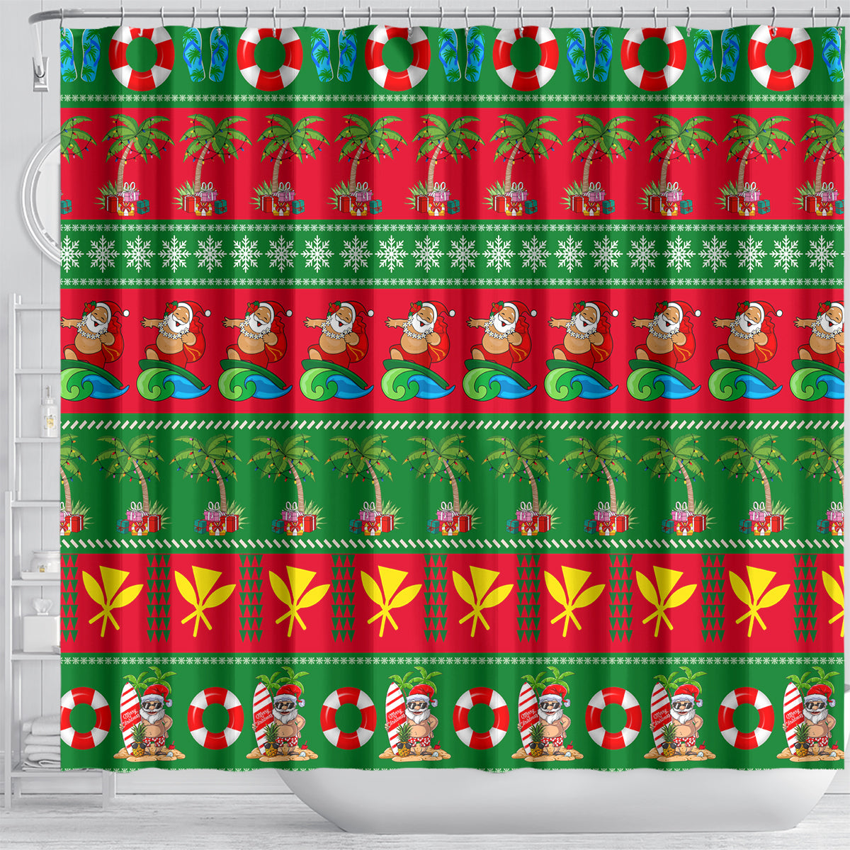 personalised-hawaii-christmas-shower-curtain-mele-kalikimaka