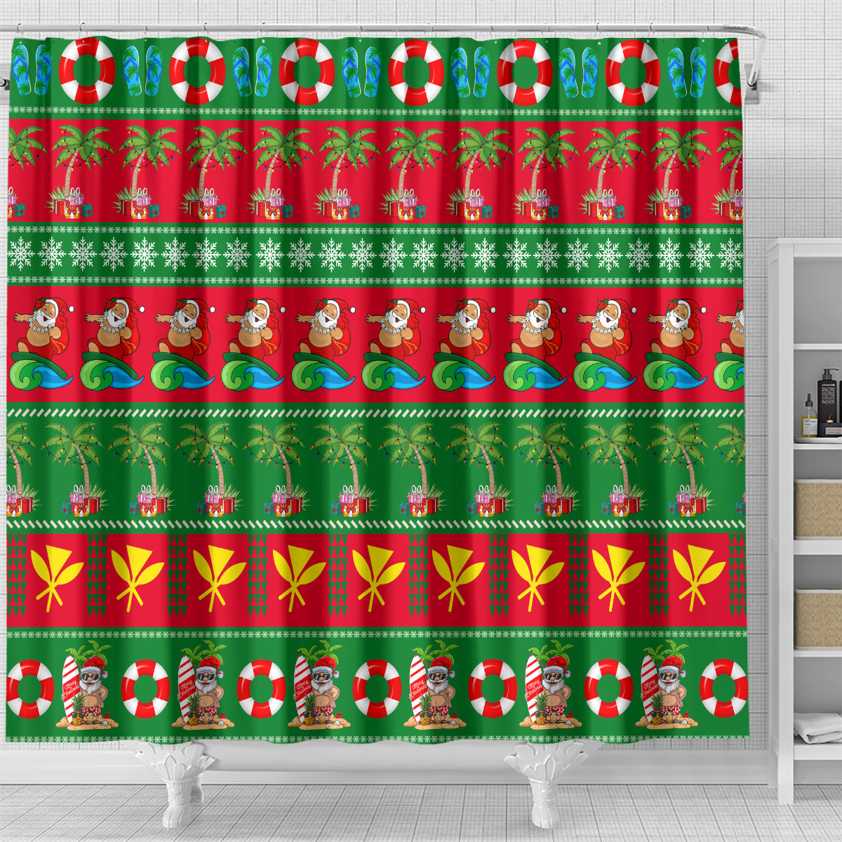 personalised-hawaii-christmas-shower-curtain-mele-kalikimaka