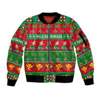Personalised Hawaii Christmas Sleeve Zip Bomber Jacket Mele Kalikimaka - Wonder Print Shop