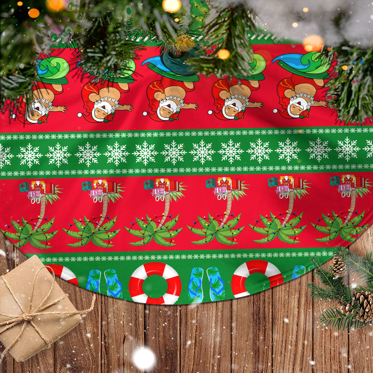 Hawaii Christmas Tree Skirt Mele Kalikimaka - Wonder Print Shop