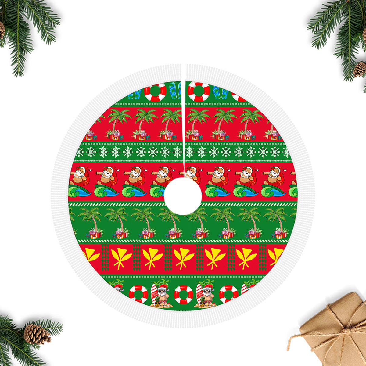 Hawaii Christmas Tree Skirt Mele Kalikimaka - Wonder Print Shop