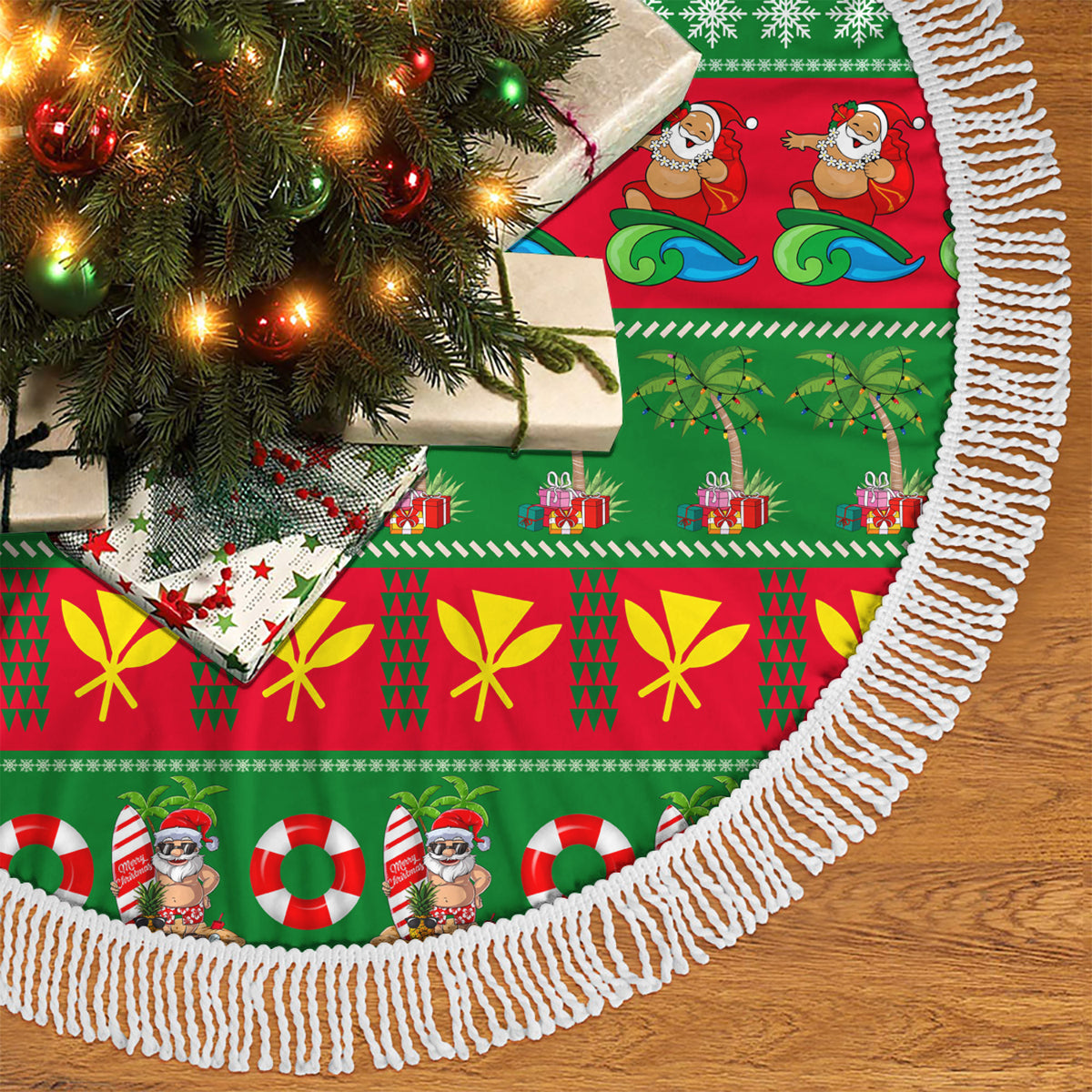 Hawaii Christmas Tree Skirt Mele Kalikimaka - Wonder Print Shop