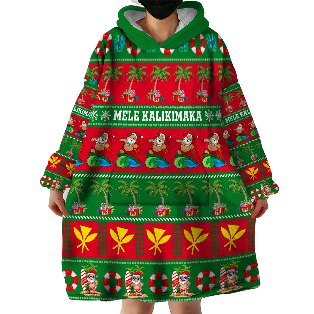 Personalised Hawaii Christmas Wearable Blanket Hoodie Mele Kalikimaka - Wonder Print Shop