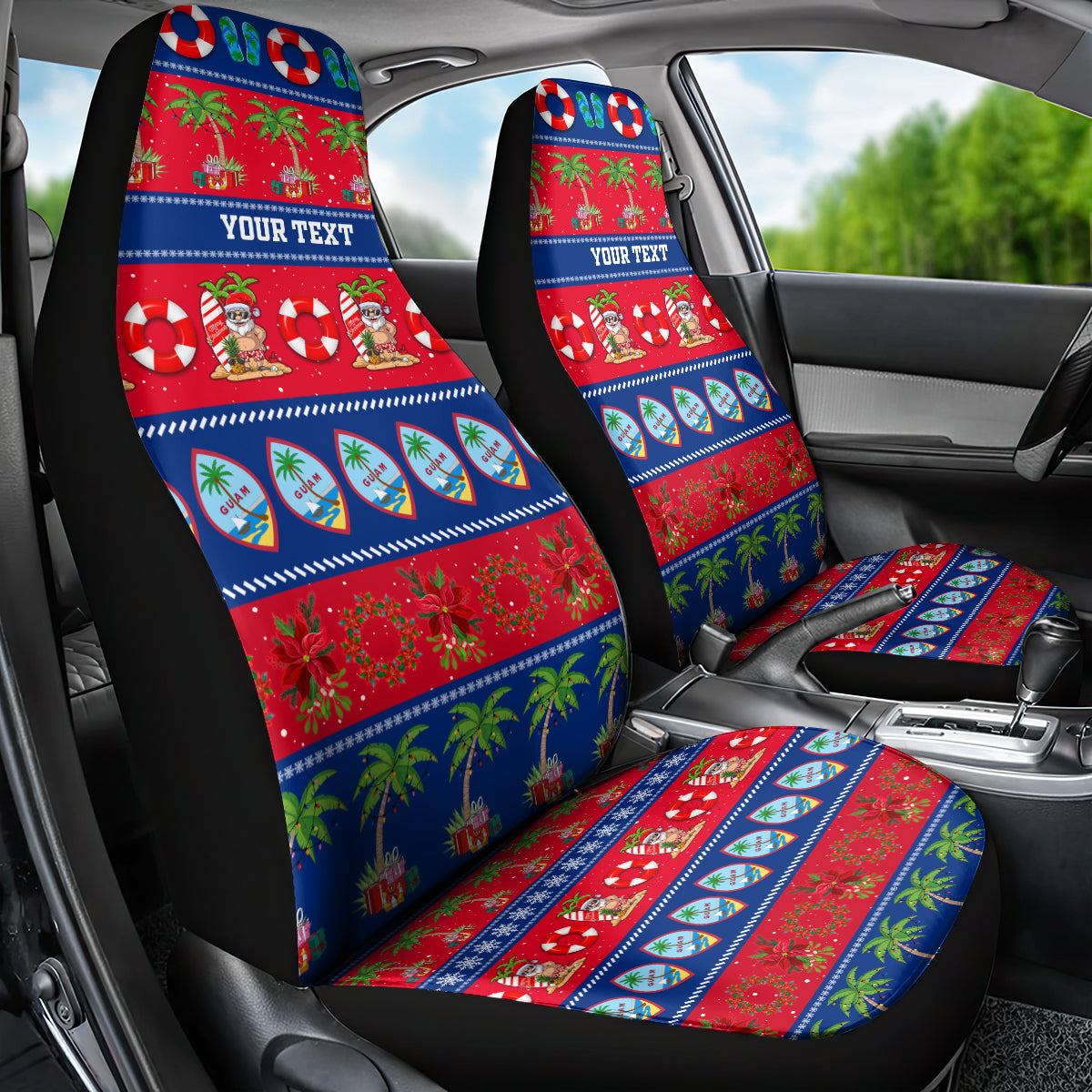 Personalised Guam Christmas Car Seat Cover Felis Pasgua - Wonder Print Shop