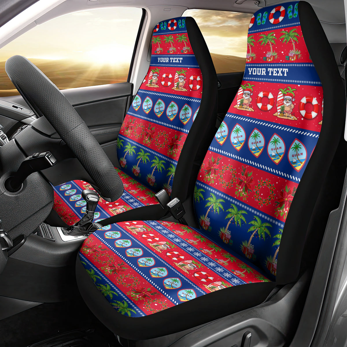 Personalised Guam Christmas Car Seat Cover Felis Pasgua - Wonder Print Shop