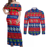 Personalised Guam Christmas Couples Matching Off Shoulder Maxi Dress and Long Sleeve Button Shirt Felis Pasgua - Wonder Print Shop