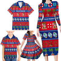 Personalised Guam Christmas Family Matching Long Sleeve Bodycon Dress and Hawaiian Shirt Felis Pasgua - Wonder Print Shop