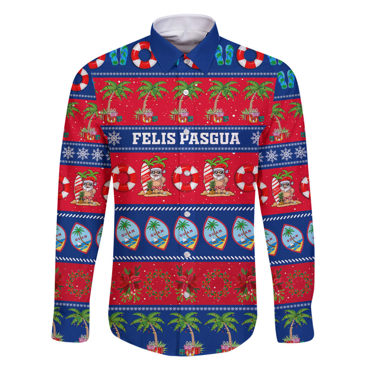 Personalised Guam Christmas Family Matching Long Sleeve Bodycon Dress and Hawaiian Shirt Felis Pasgua - Wonder Print Shop