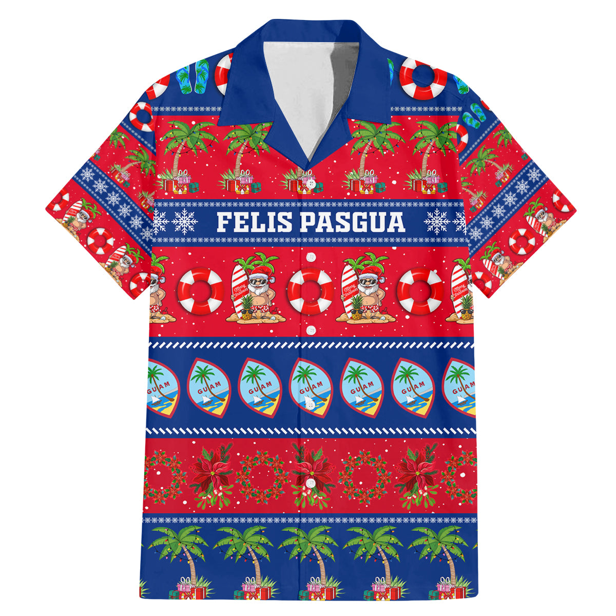 Personalised Guam Christmas Family Matching Mermaid Dress and Hawaiian Shirt Felis Pasgua - Wonder Print Shop