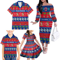 Personalised Guam Christmas Family Matching Off Shoulder Long Sleeve Dress and Hawaiian Shirt Felis Pasgua - Wonder Print Shop