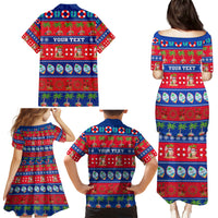 Personalised Guam Christmas Family Matching Puletasi Dress and Hawaiian Shirt Felis Pasgua - Wonder Print Shop