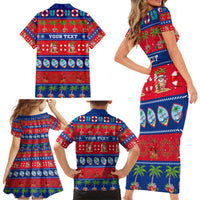 Personalised Guam Christmas Family Matching Short Sleeve Bodycon Dress and Hawaiian Shirt Felis Pasgua - Wonder Print Shop