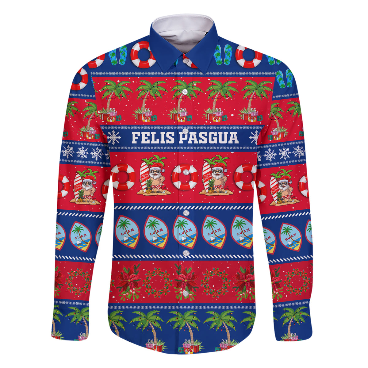 Personalised Guam Christmas Family Matching Short Sleeve Bodycon Dress and Hawaiian Shirt Felis Pasgua - Wonder Print Shop