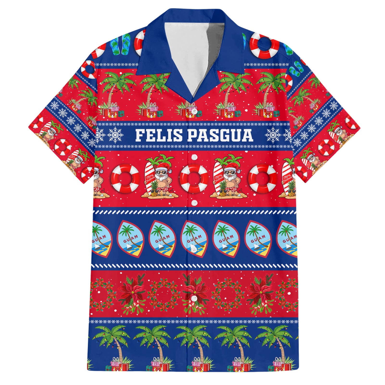 Personalised Guam Christmas Hawaiian Shirt Felis Pasgua - Wonder Print Shop