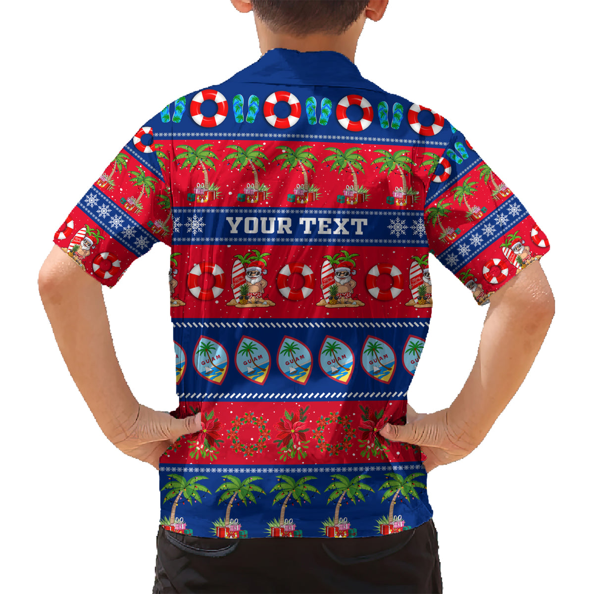 Personalised Guam Christmas Kid Hawaiian Shirt Felis Pasgua - Wonder Print Shop