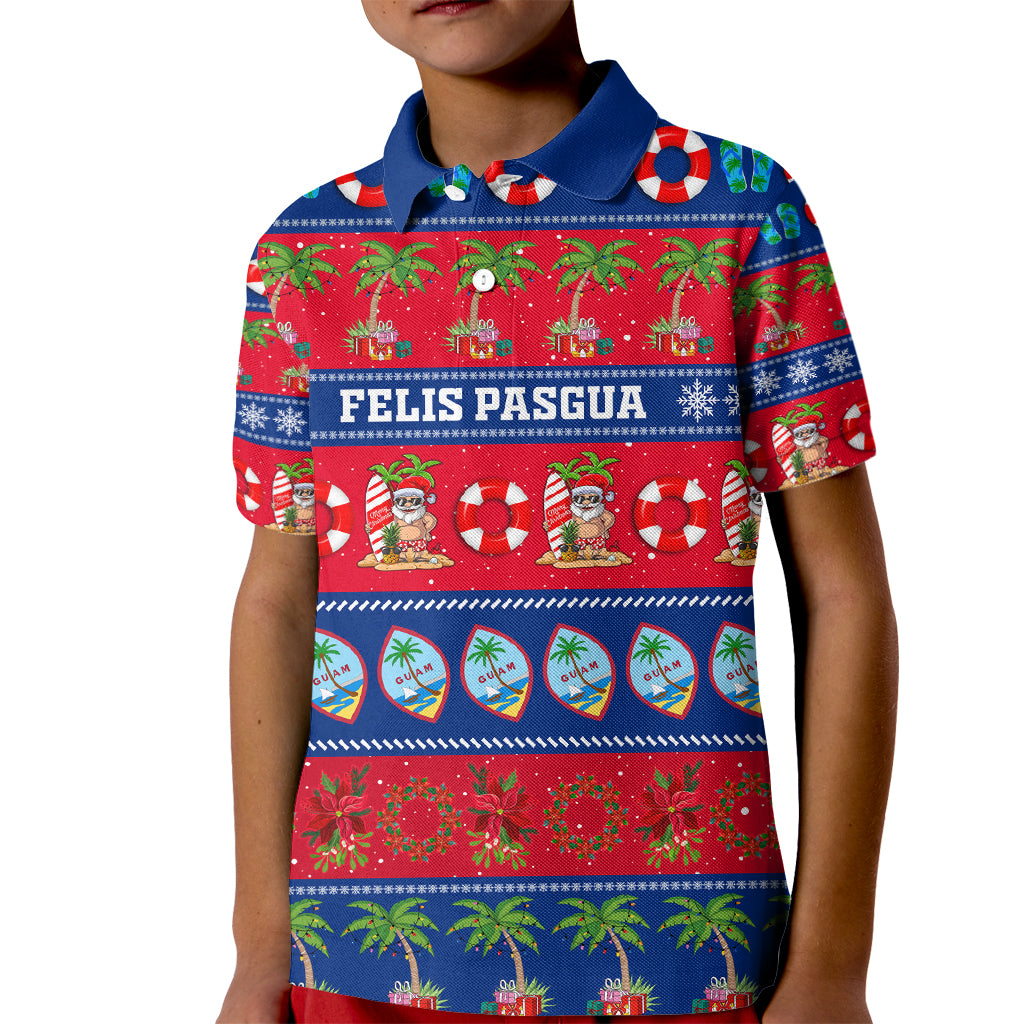 Personalised Guam Christmas Kid Polo Shirt Felis Pasgua - Wonder Print Shop