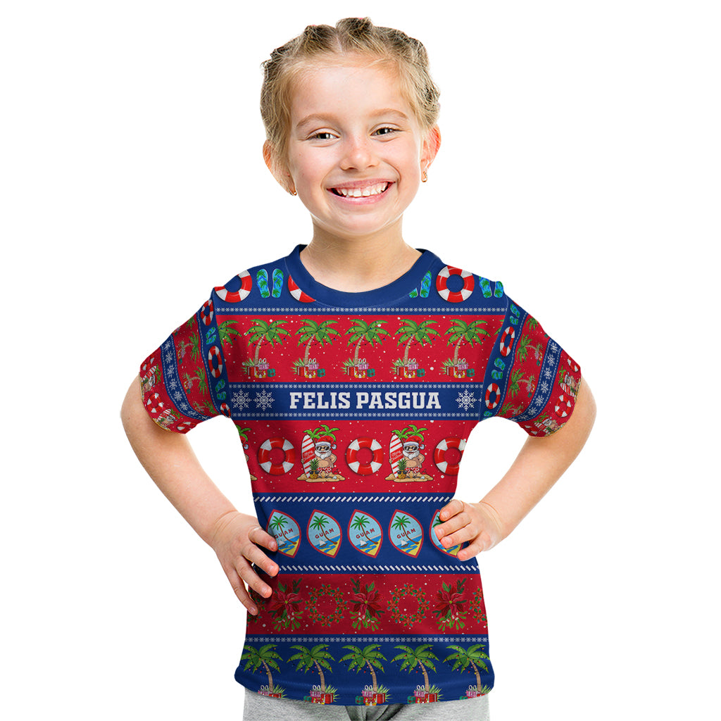 Personalised Guam Christmas Kid T Shirt Felis Pasgua - Wonder Print Shop