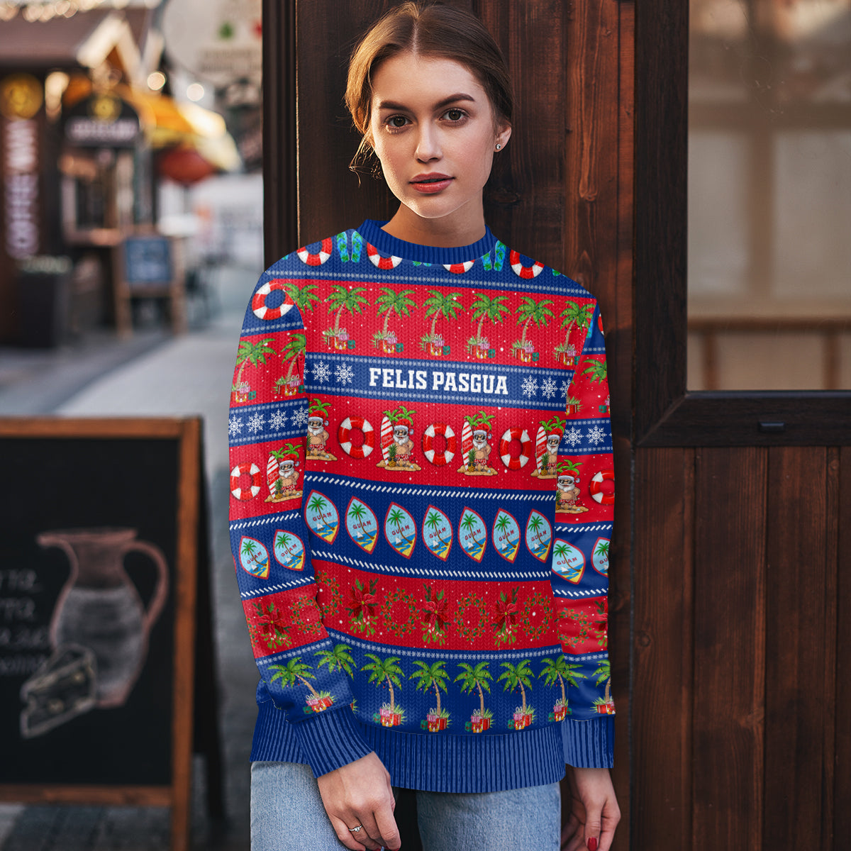 Personalised Guam Christmas Ugly Christmas Sweater Felis Pasgua - Wonder Print Shop