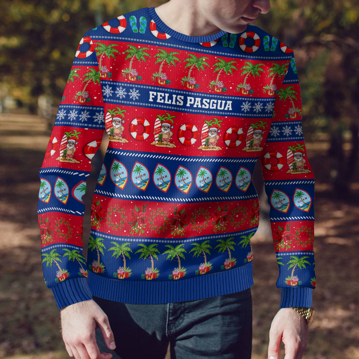 Personalised Guam Christmas Ugly Christmas Sweater Felis Pasgua - Wonder Print Shop