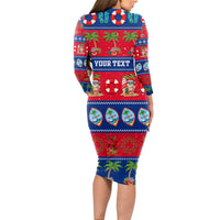 Personalised Guam Christmas Long Sleeve Bodycon Dress Felis Pasgua - Wonder Print Shop
