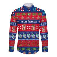Personalised Guam Christmas Long Sleeve Button Shirt Felis Pasgua - Wonder Print Shop